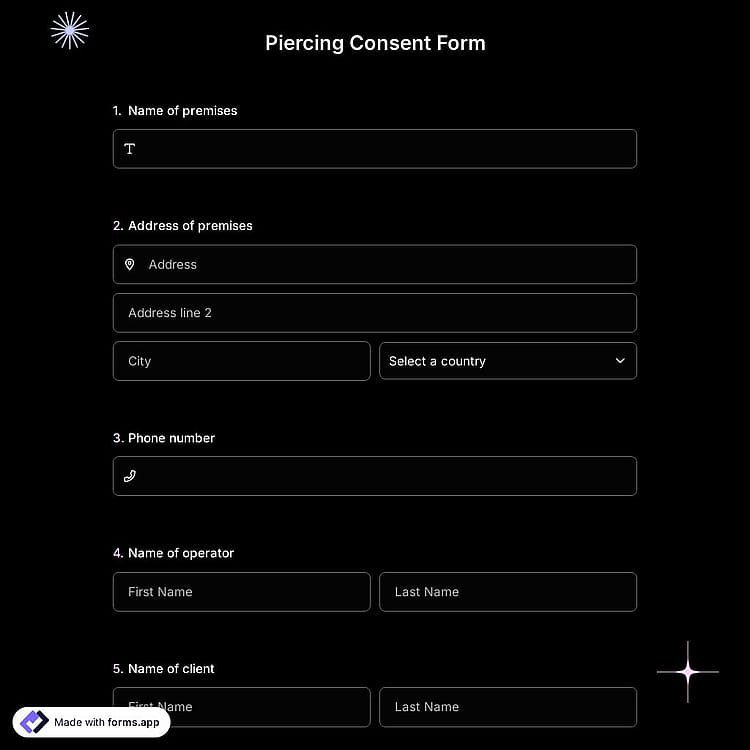 Piercing Consent Form