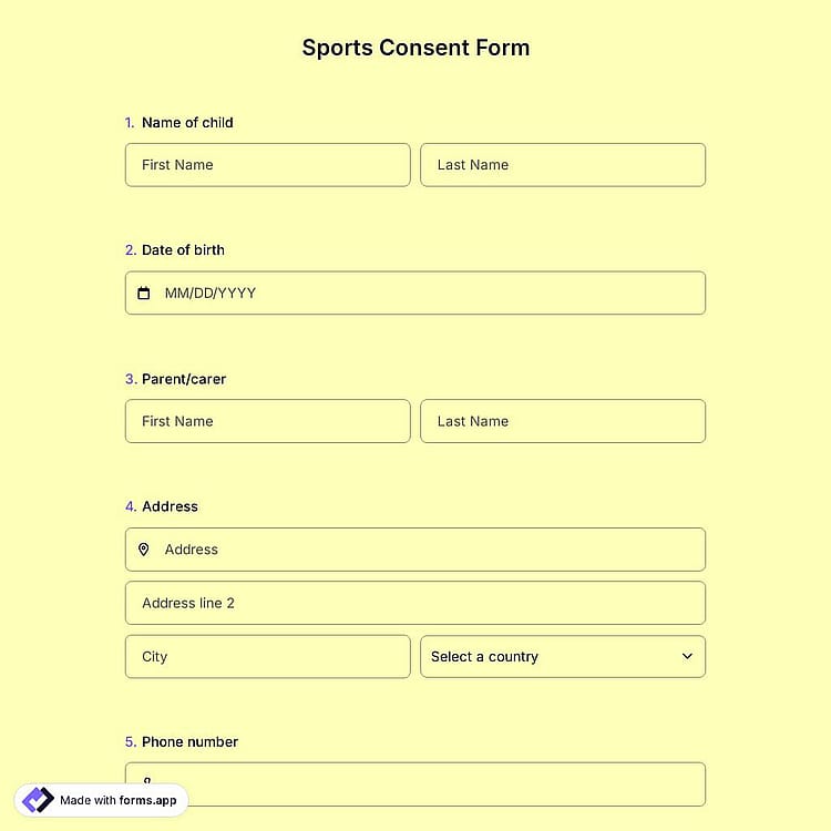 Sports Consent Form