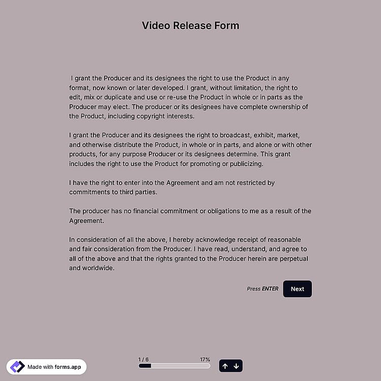Video Release Form