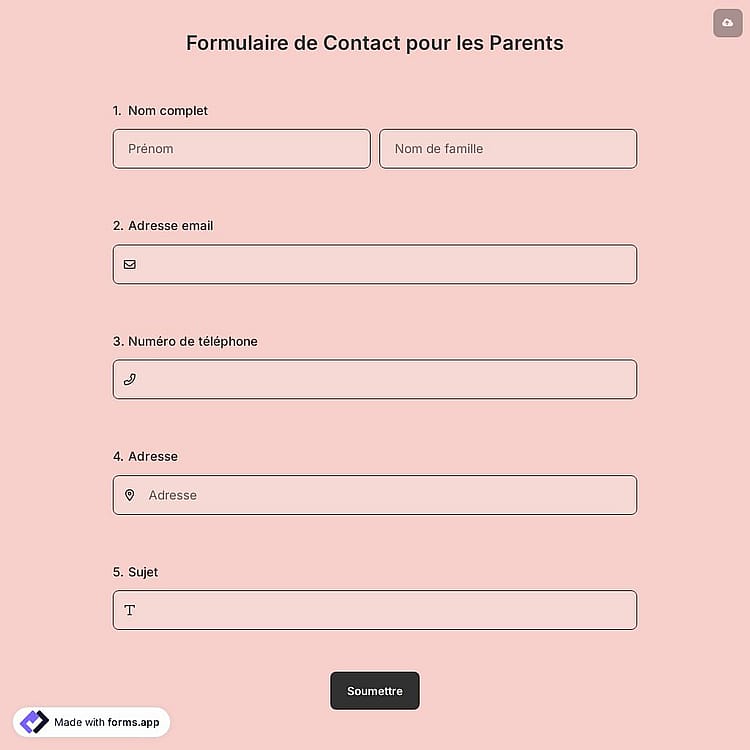 Formulaire de Contact pour les Parents