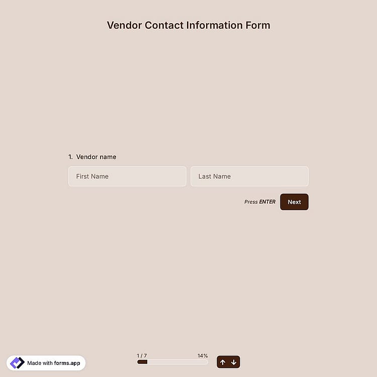 Vendor Contact Information Form