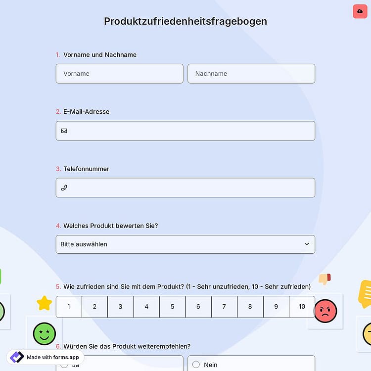 Produktzufriedenheitsfragebogen