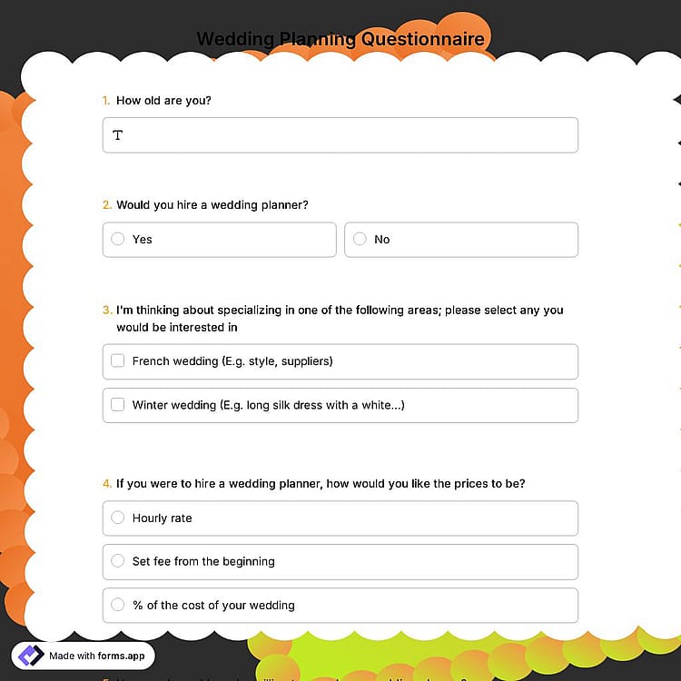 Wedding Planning Questionnaire