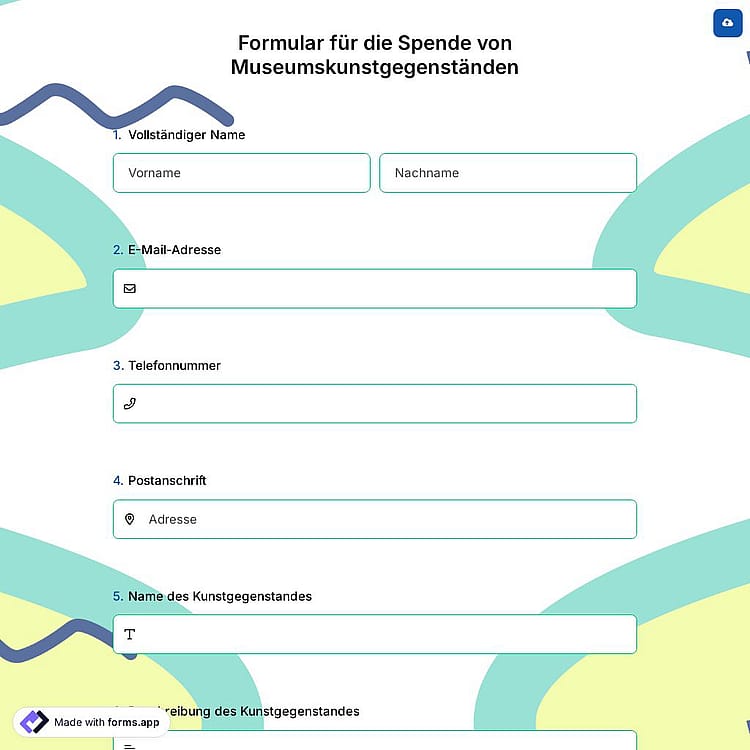 Formular für die Spende von Museumskunstgegenständen