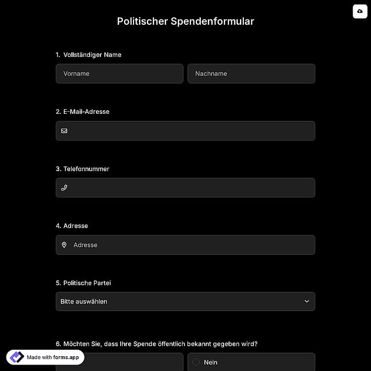 Politischer Spendenformular