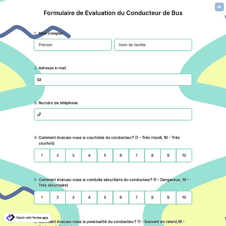 Formulaire de Evaluation du Conducteur de Bus