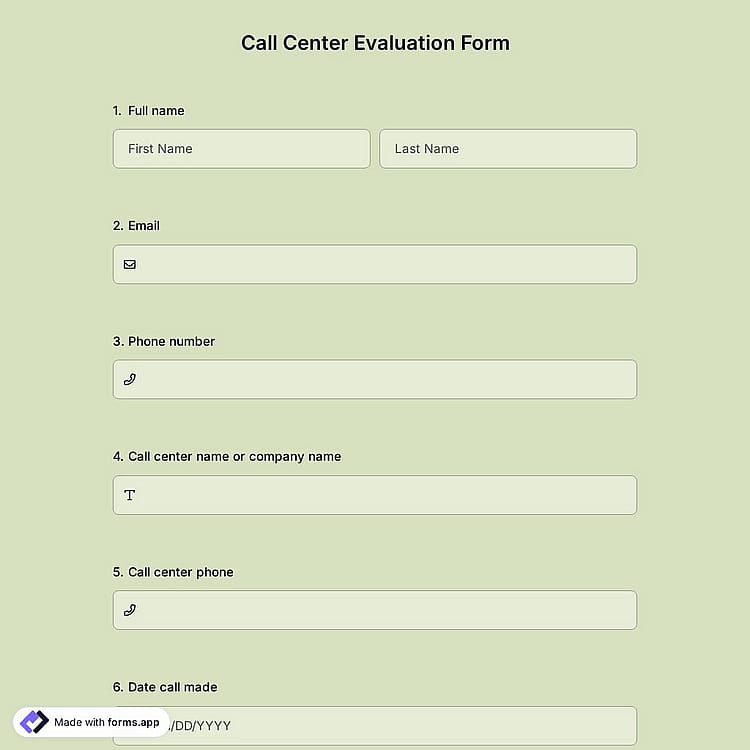 Call Center Evaluation Form