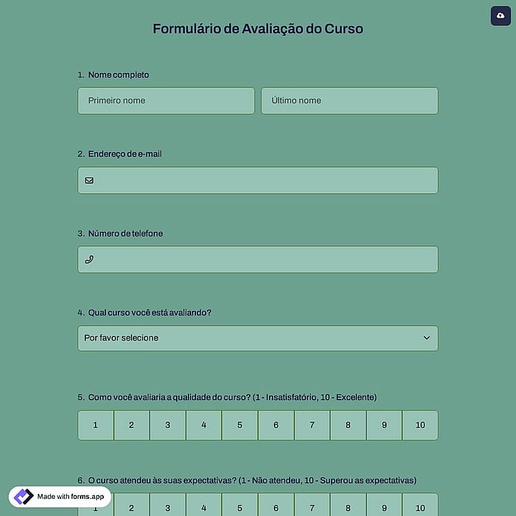 Formulário de Avaliação do Curso
