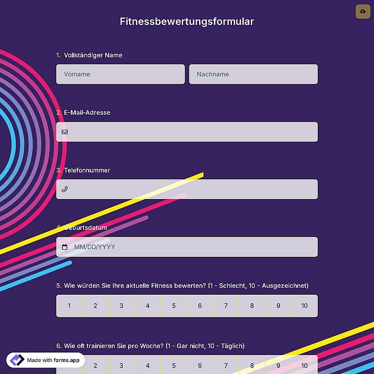 Fitnessbewertungsformular