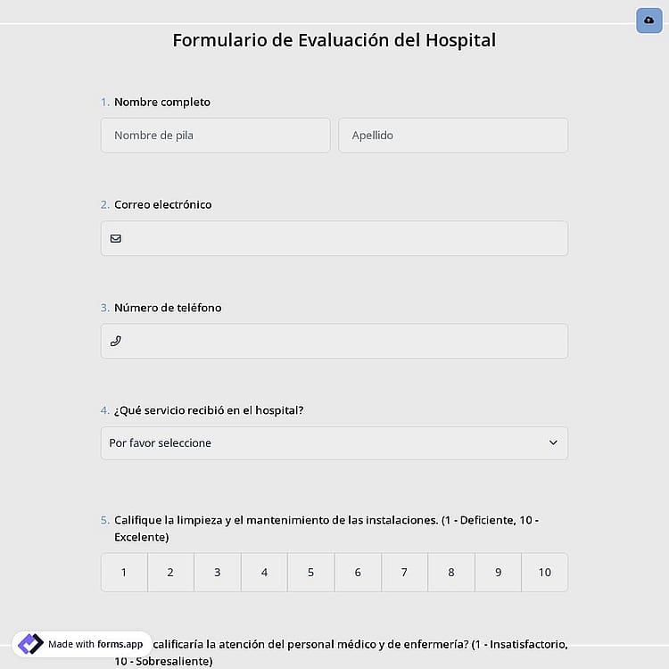 Formulario de Evaluación del Hospital