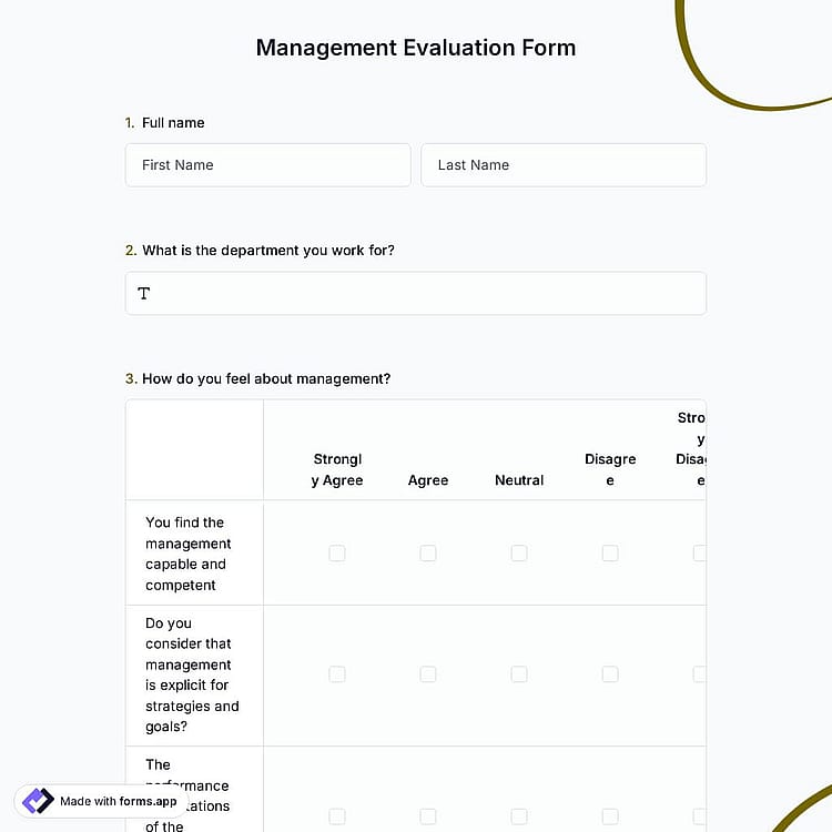 Management Evaluation Form