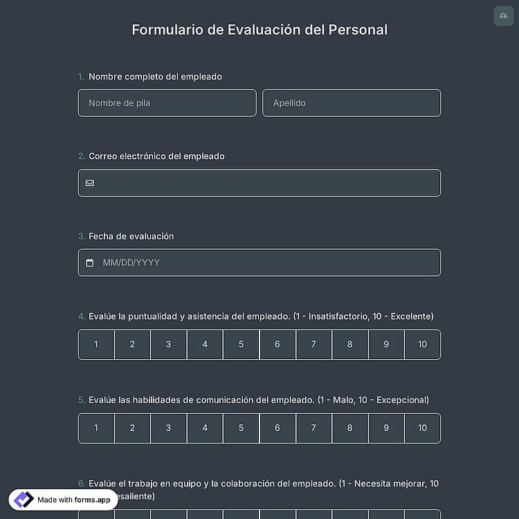 Formulario de Evaluación del Personal