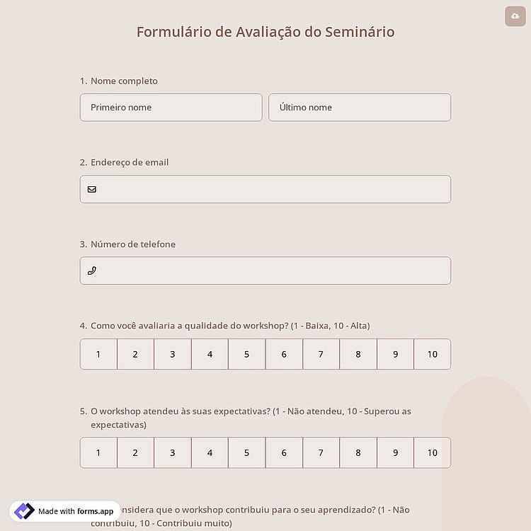 Formulário de Avaliação do Seminário