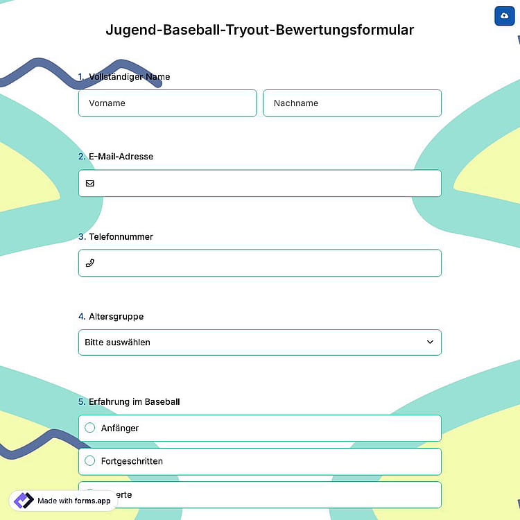 Jugend-Baseball-Tryout-Bewertungsformular