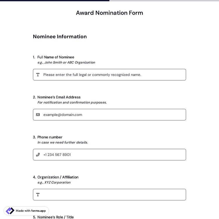 Award Nomination Form