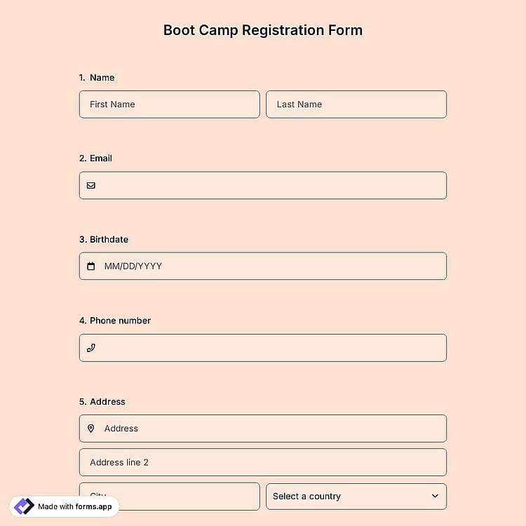 Boot Camp Registration Form