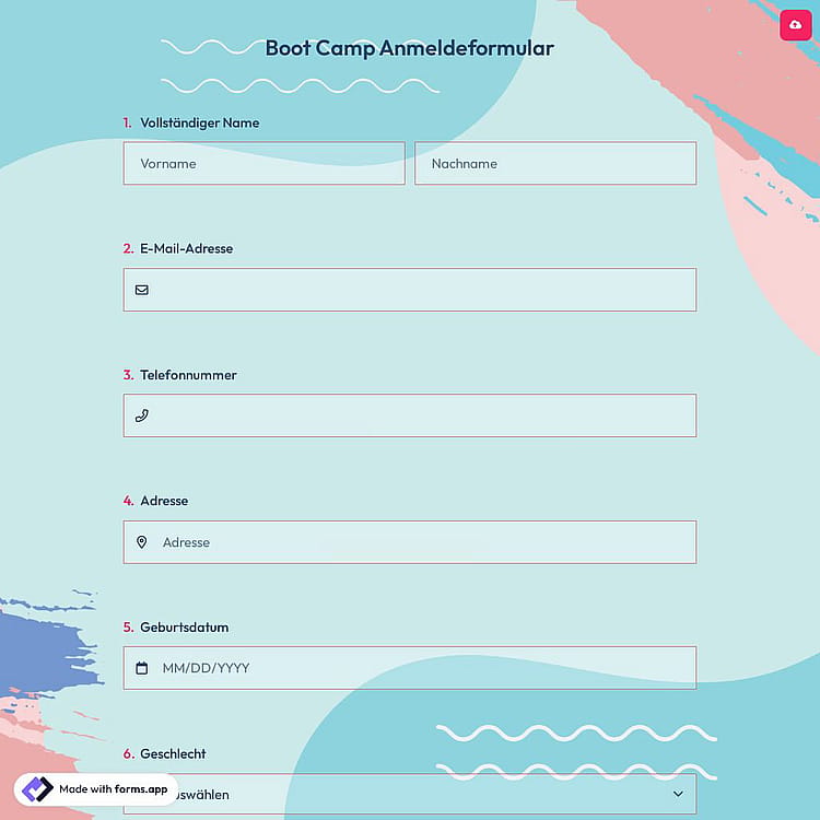 Boot Camp Anmeldeformular