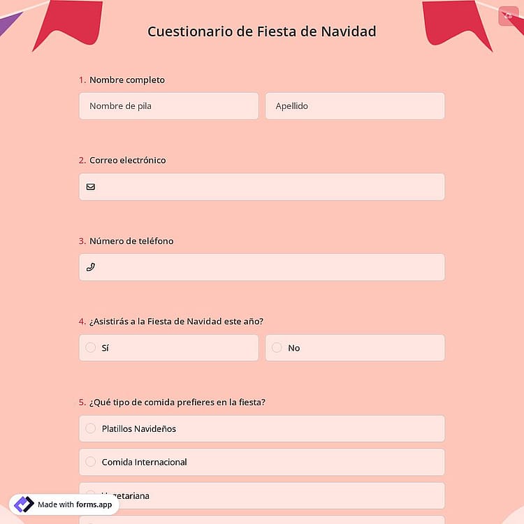 Cuestionario de Fiesta de Navidad