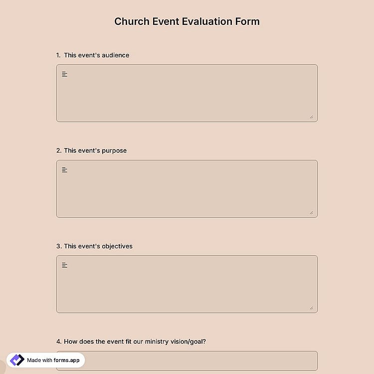 Church Event Evaluation Form