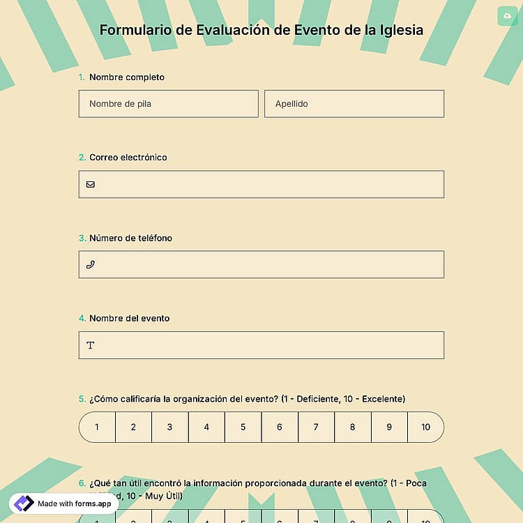 Formulario de Evaluación de Evento de la Iglesia