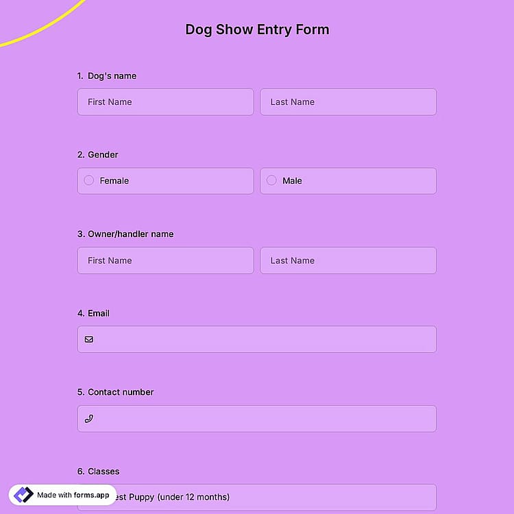 Dog Show Entry Form