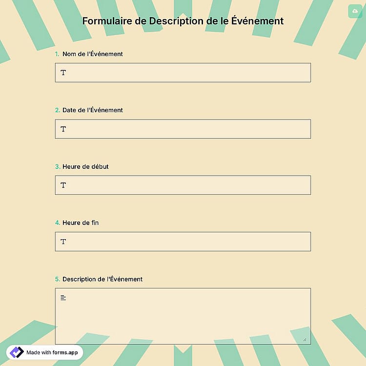 Formulaire de Description de le Événement
