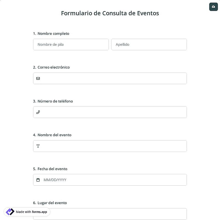 Formulario de Consulta de Eventos