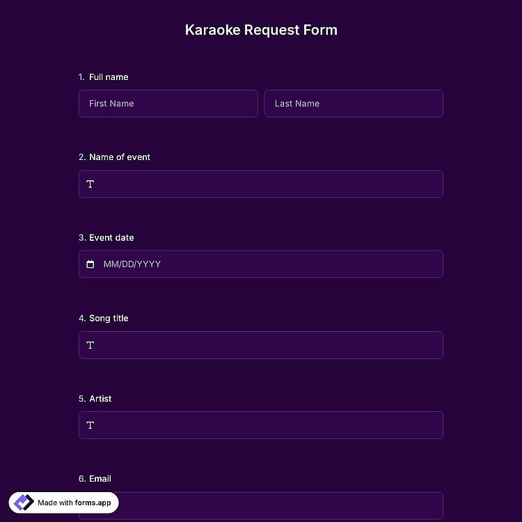 Karaoke Request Form