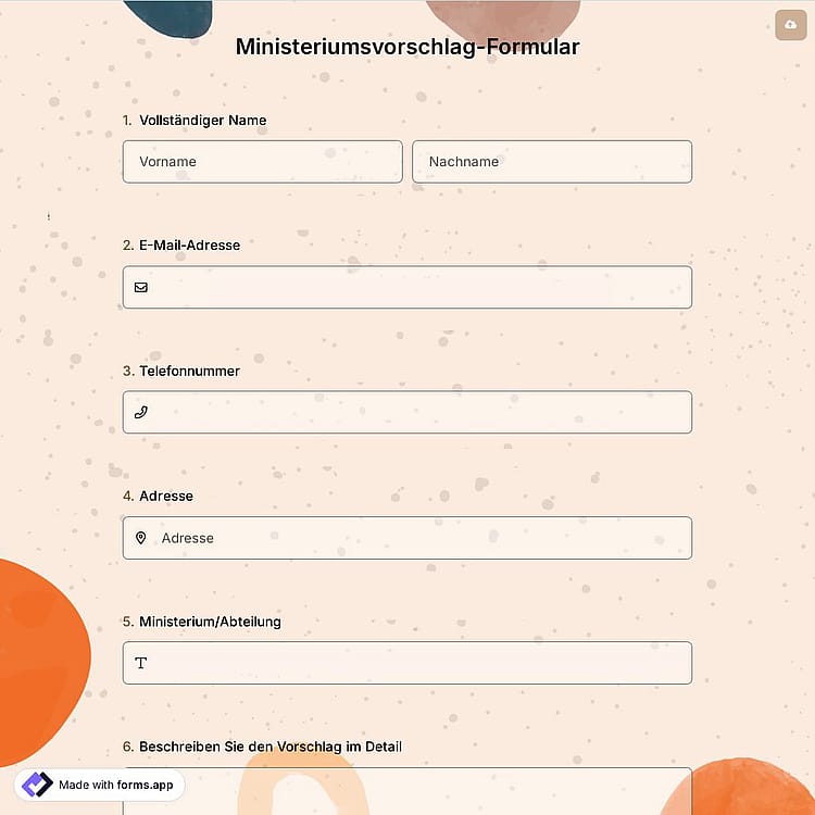 Ministeriumsvorschlag-Formular