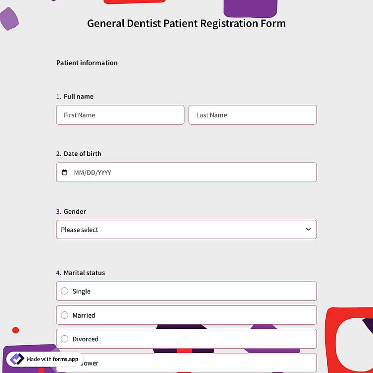 General Dentist Patient Registration Form