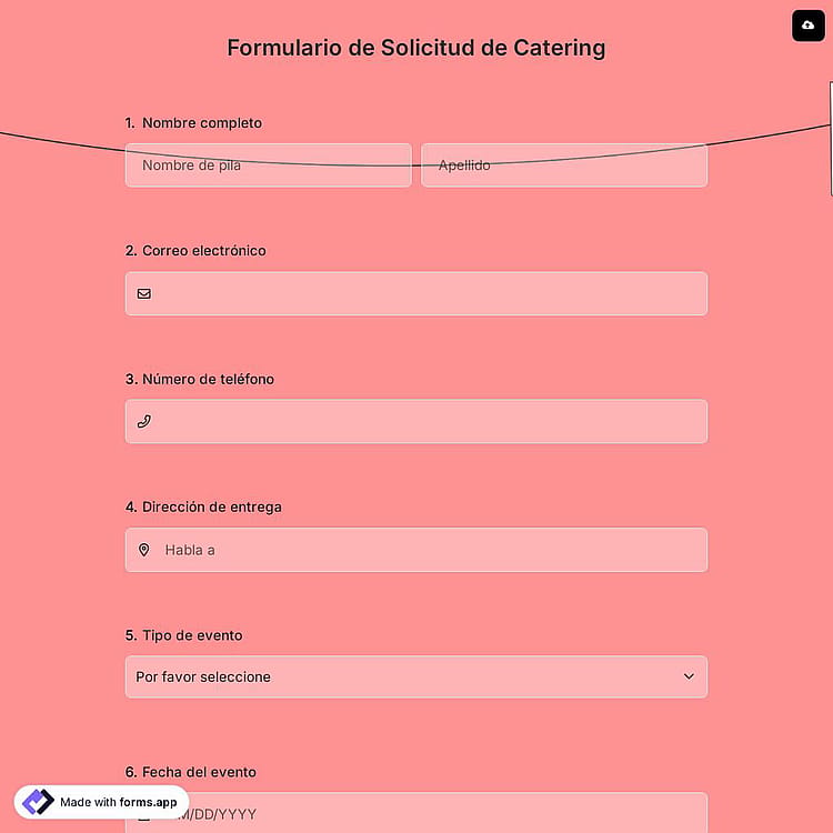 Formulario de Solicitud de Catering