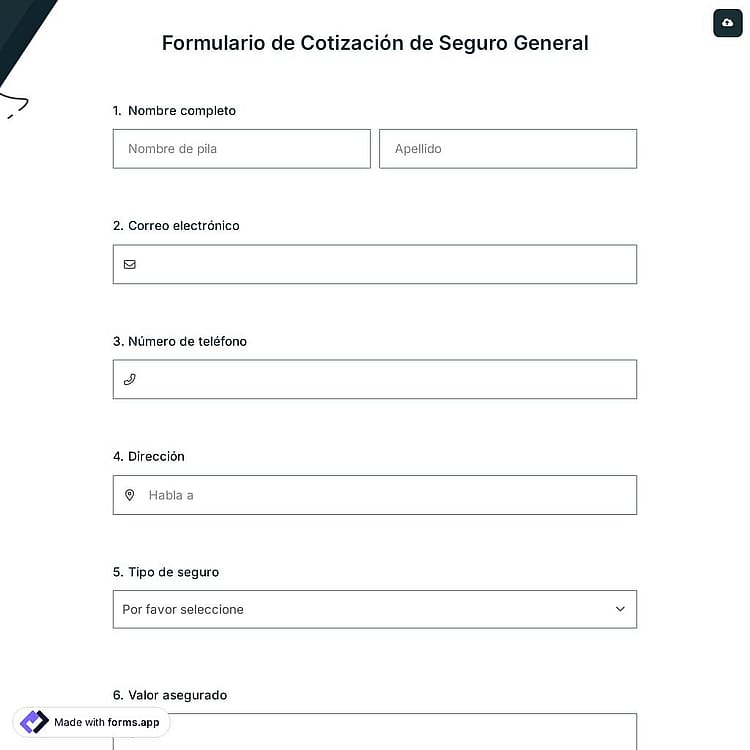 Formulario de Cotización de Seguro General