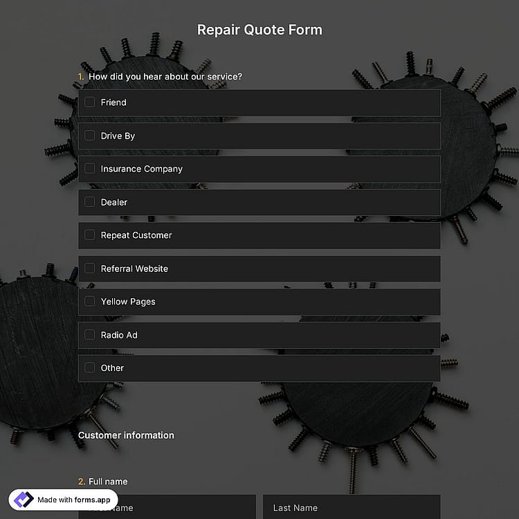 Repair Quote Form