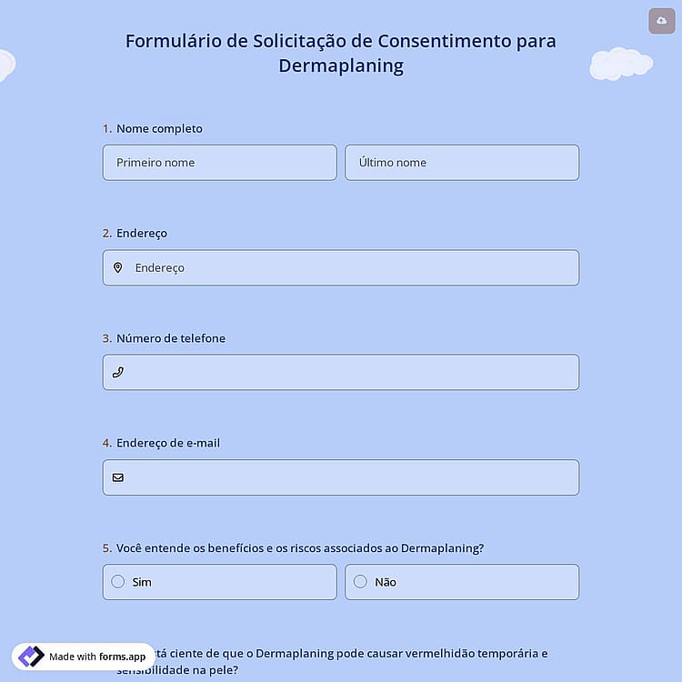 Formulário de Solicitação de Consentimento para Dermaplaning