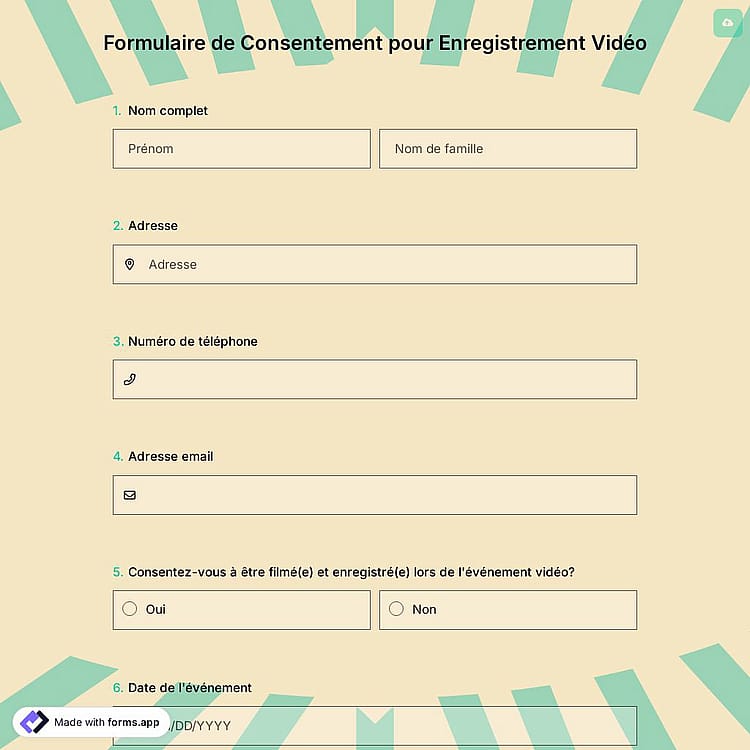 Formulaire de Consentement pour Enregistrement Vidéo