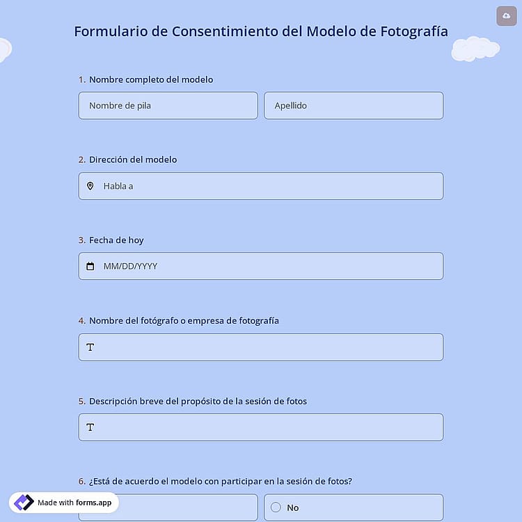Formulario de Consentimiento del Modelo de Fotografía