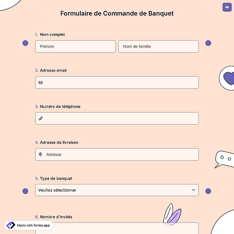 Formulaire de Commande de Banquet