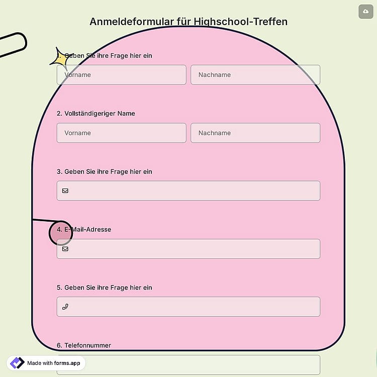 Anmeldeformular für Highschool-Treffen