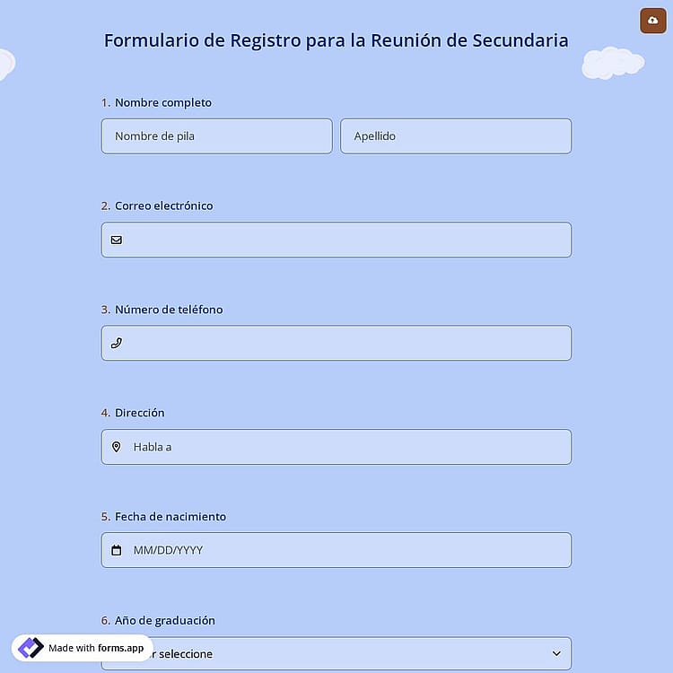 Formulario de Registro para la Reunión de Secundaria