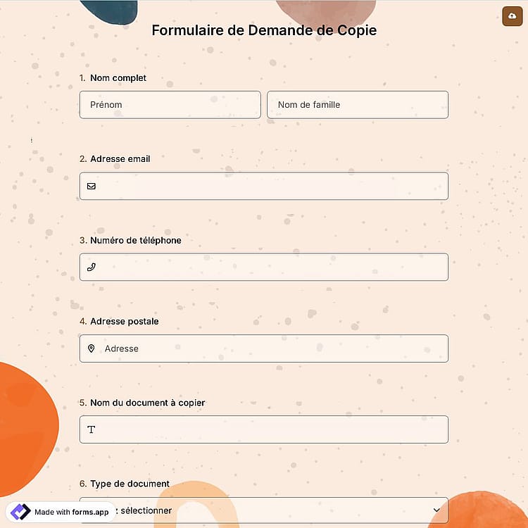 Formulaire de Demande de Copie