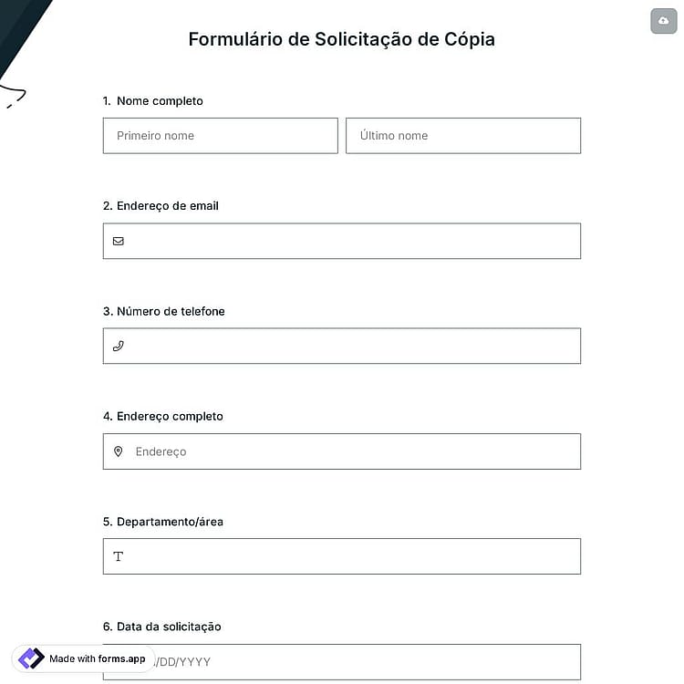 Formulário de Solicitação de Cópia