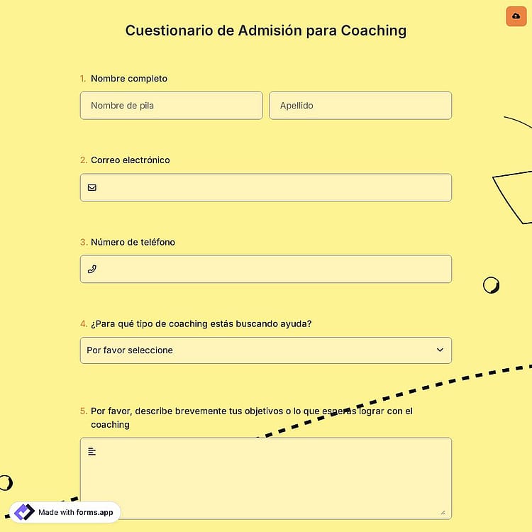 Cuestionario de Admisión para Coaching