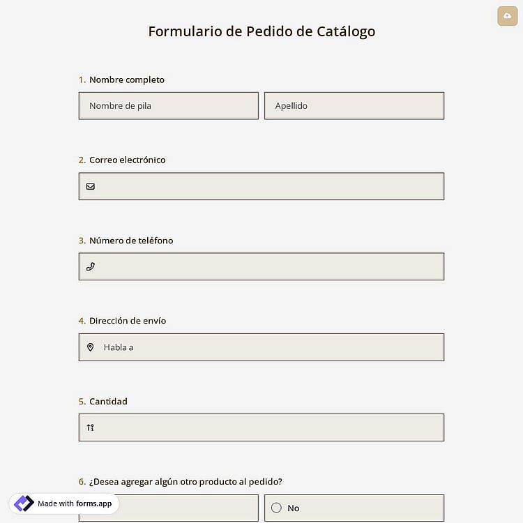 Formulario de Pedido de Catálogo