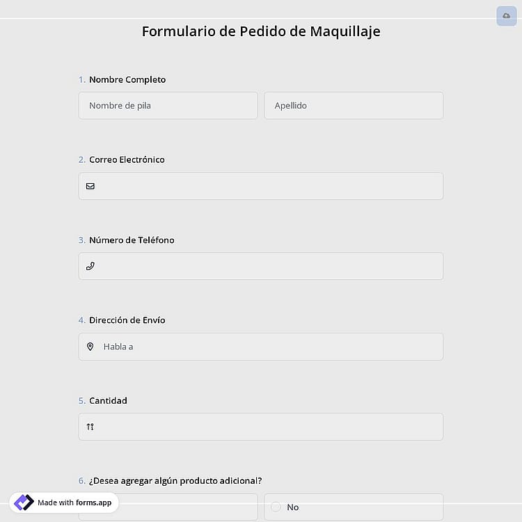 Formulario de Pedido de Maquillaje