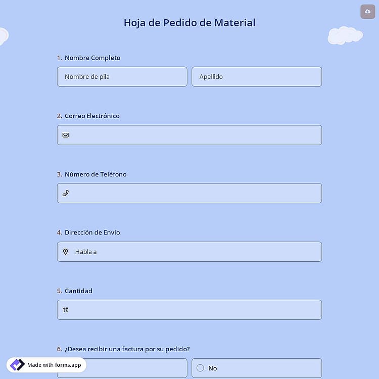 Hoja de Pedido de Material
