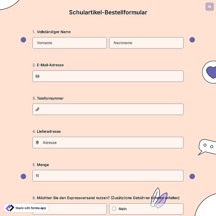 Schulartikel-Bestellformular