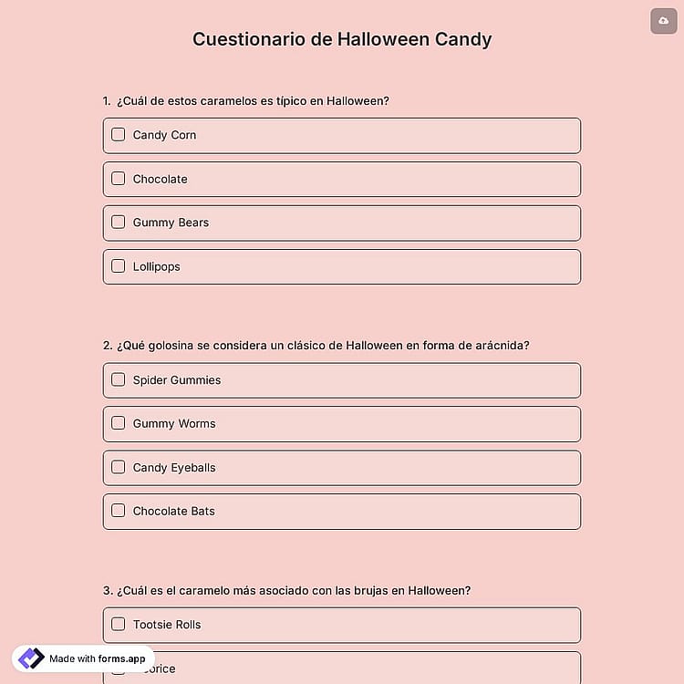 Cuestionario de Halloween Candy