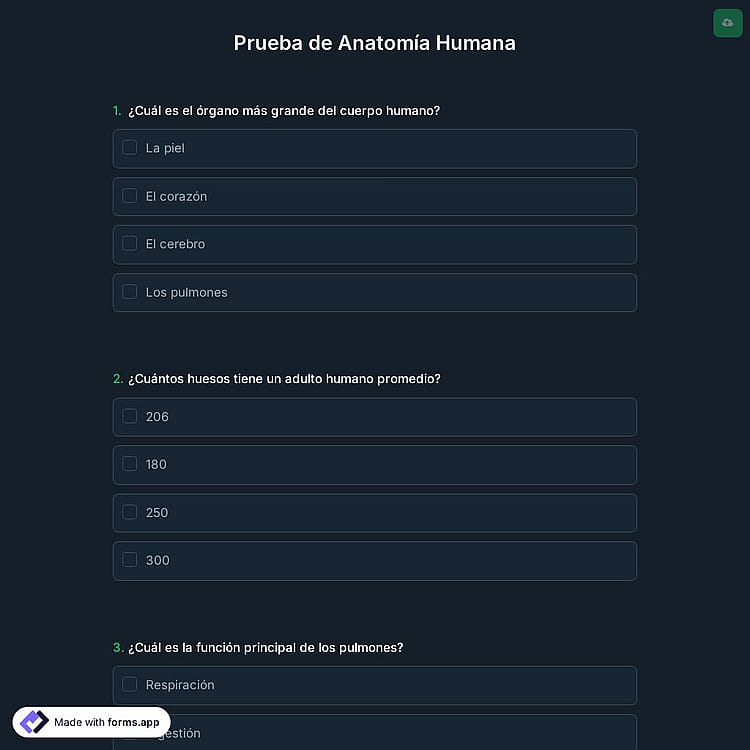 Prueba de Anatomía Humana