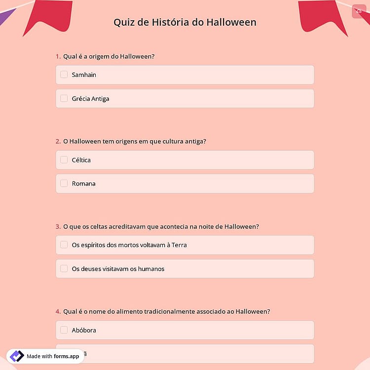 Quiz de História do Halloween