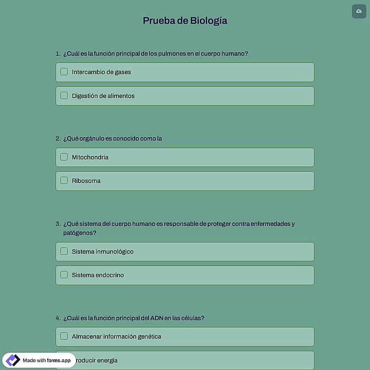 Prueba de Biología